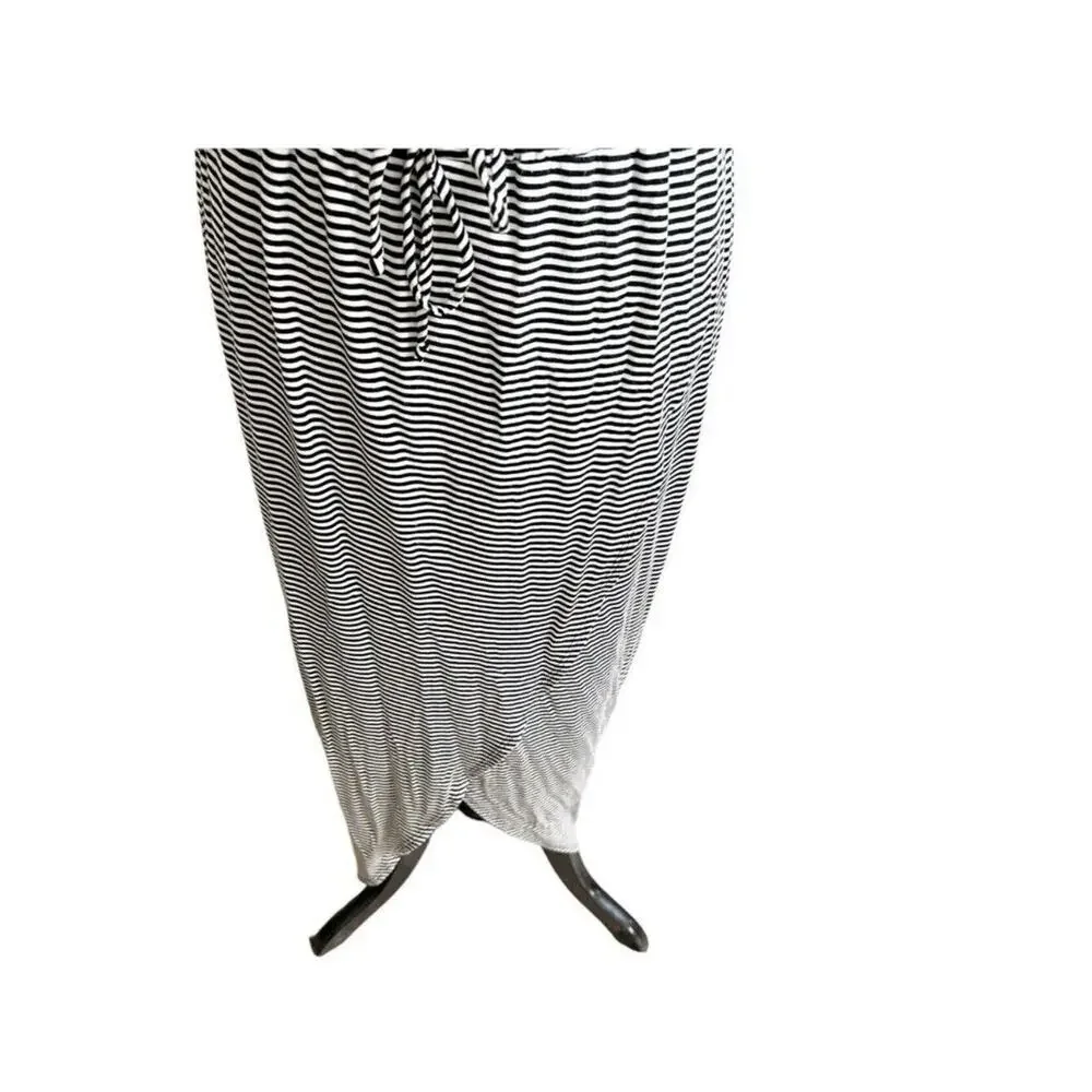 Anthropologie Striped Cowl Neck Mini Dress in Gray and White
